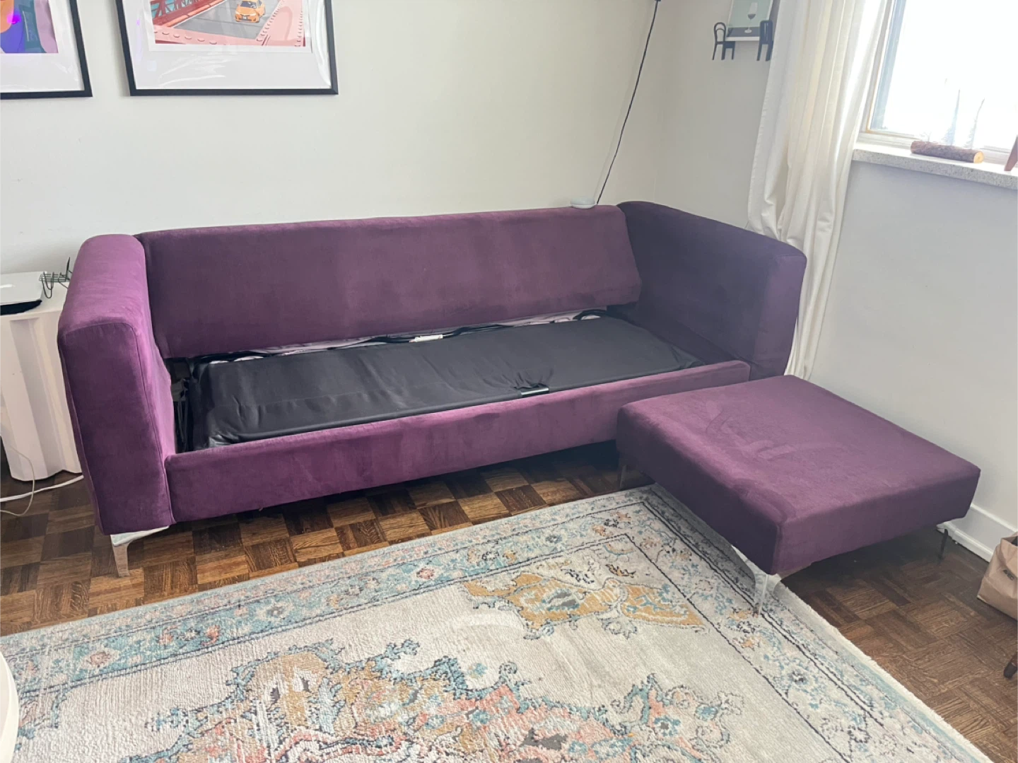 Purple Velvet Sectional Sofa Bed - photo 4