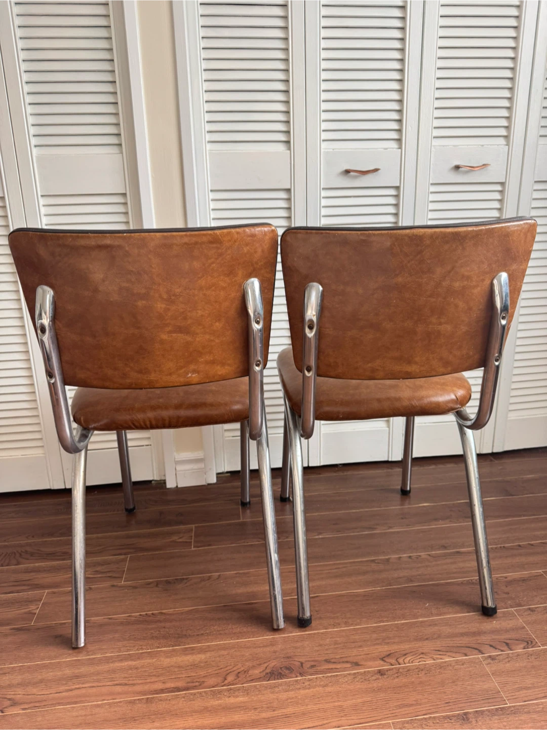 Vintage Brown Faux Leather Dining Chairs (Set of 2) - photo 2