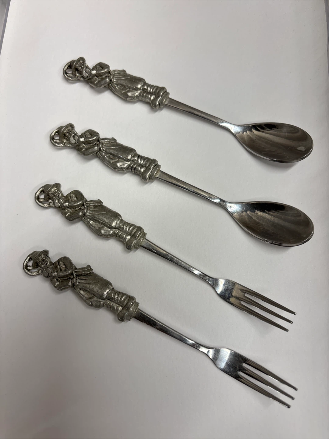 Set of 2 Vintage Figural Spoons and 2 Forks - Made in Korea