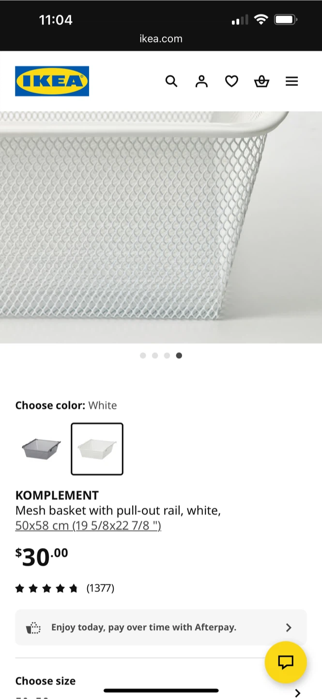 IKEA KOMPLEMENT Mesh Basket with pull-out rail