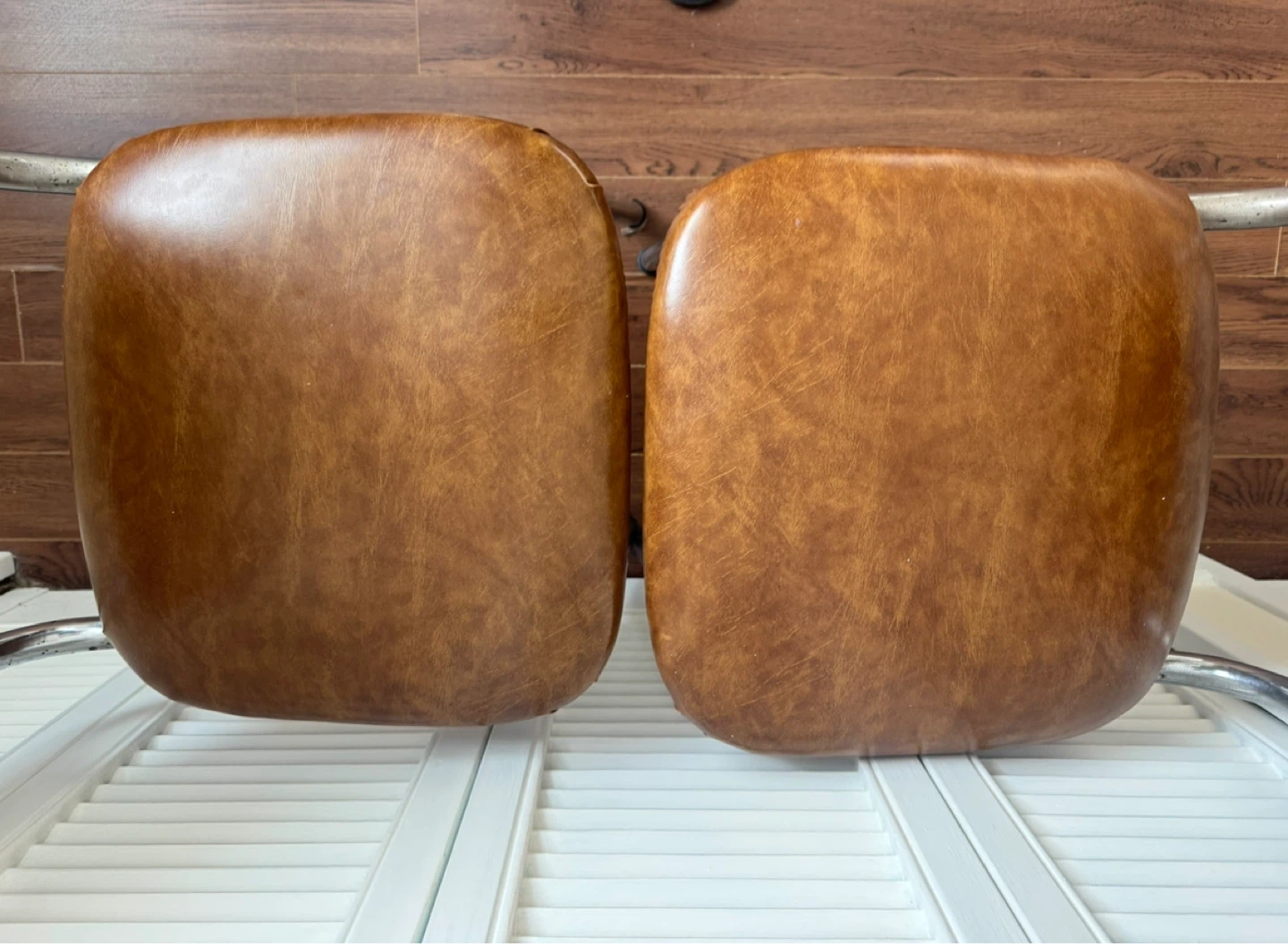 Vintage Brown Faux Leather Dining Chairs (Set of 2) - photo 4