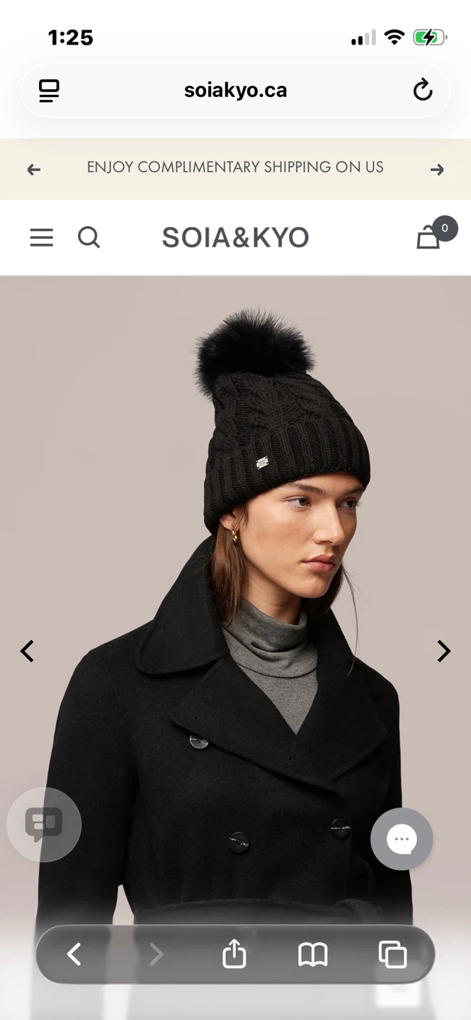 SOIA & KYO Black Cable Knit Pom Pom Beanie