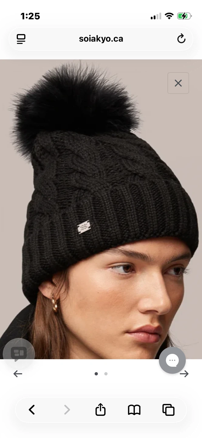 SOIA & KYO Black Cable Knit Pom Pom Beanie - photo 2