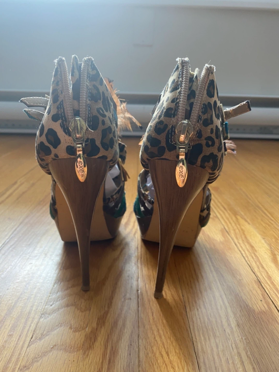 Leopard Print Feather Platform Heels - photo 5