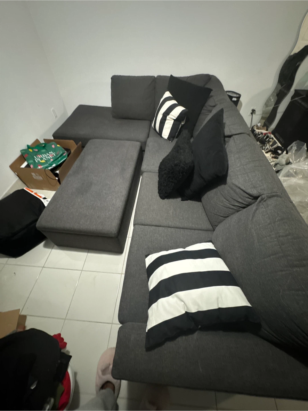 Grey Sectional Sofa with Ottoman