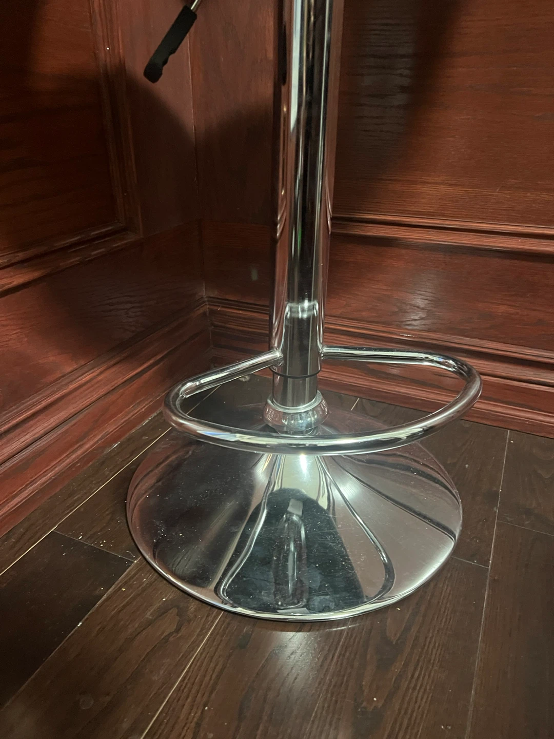 Black Faux Leather Adjustable Bar Stool - photo 2