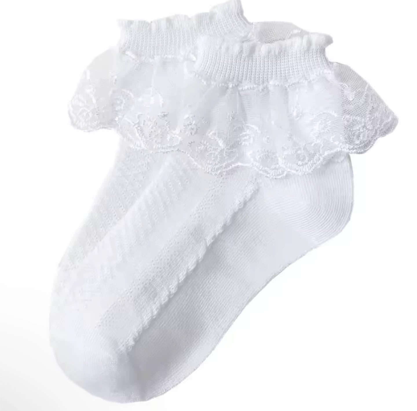 White Lace Trim Ankle Socks