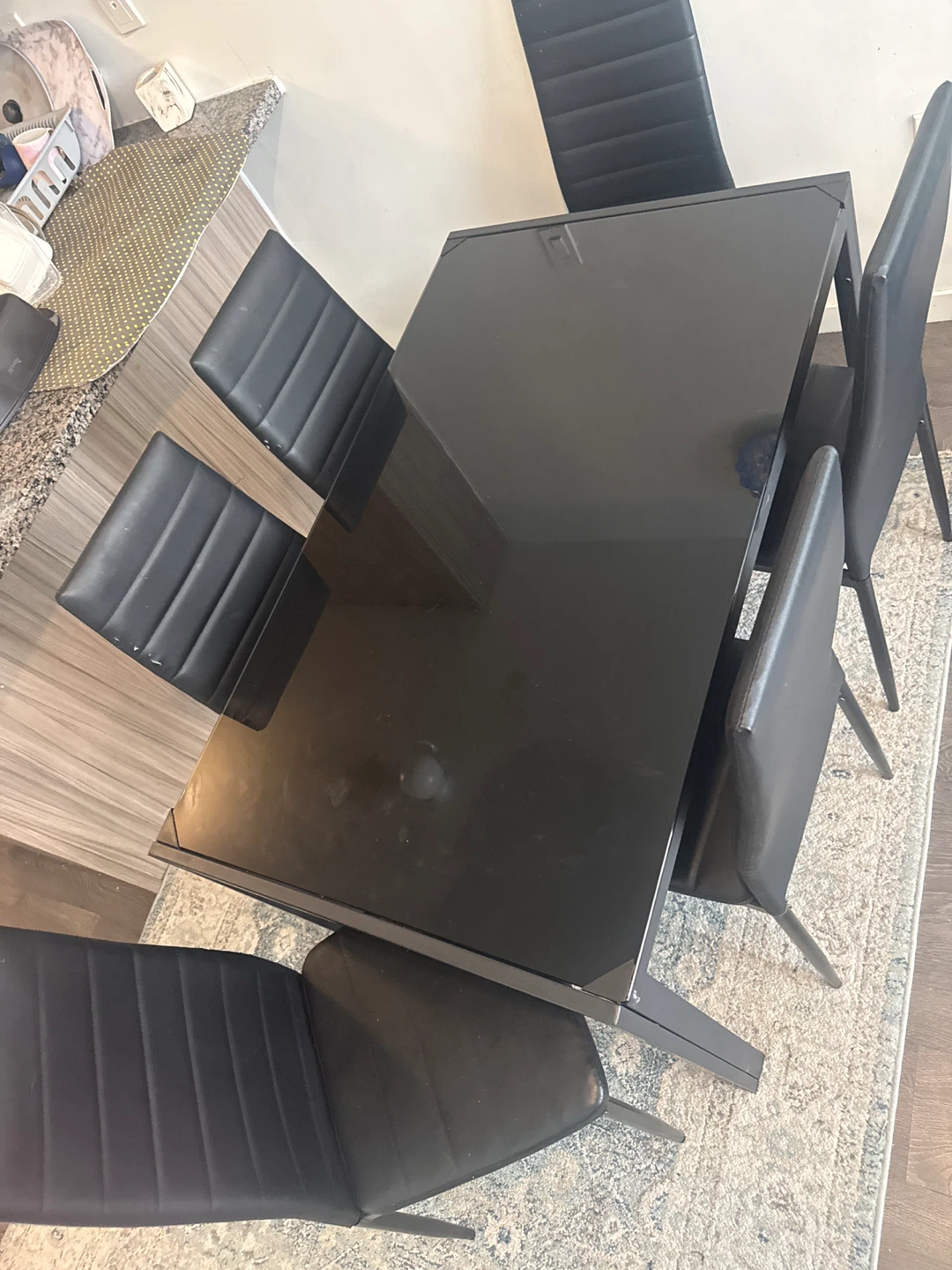 Black Dining Table with 6 Chairs - photo 2