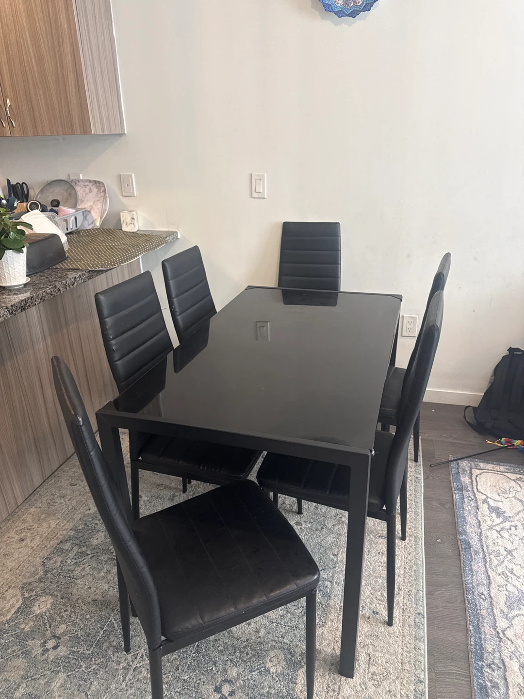 Black Dining Table with 6 Chairs