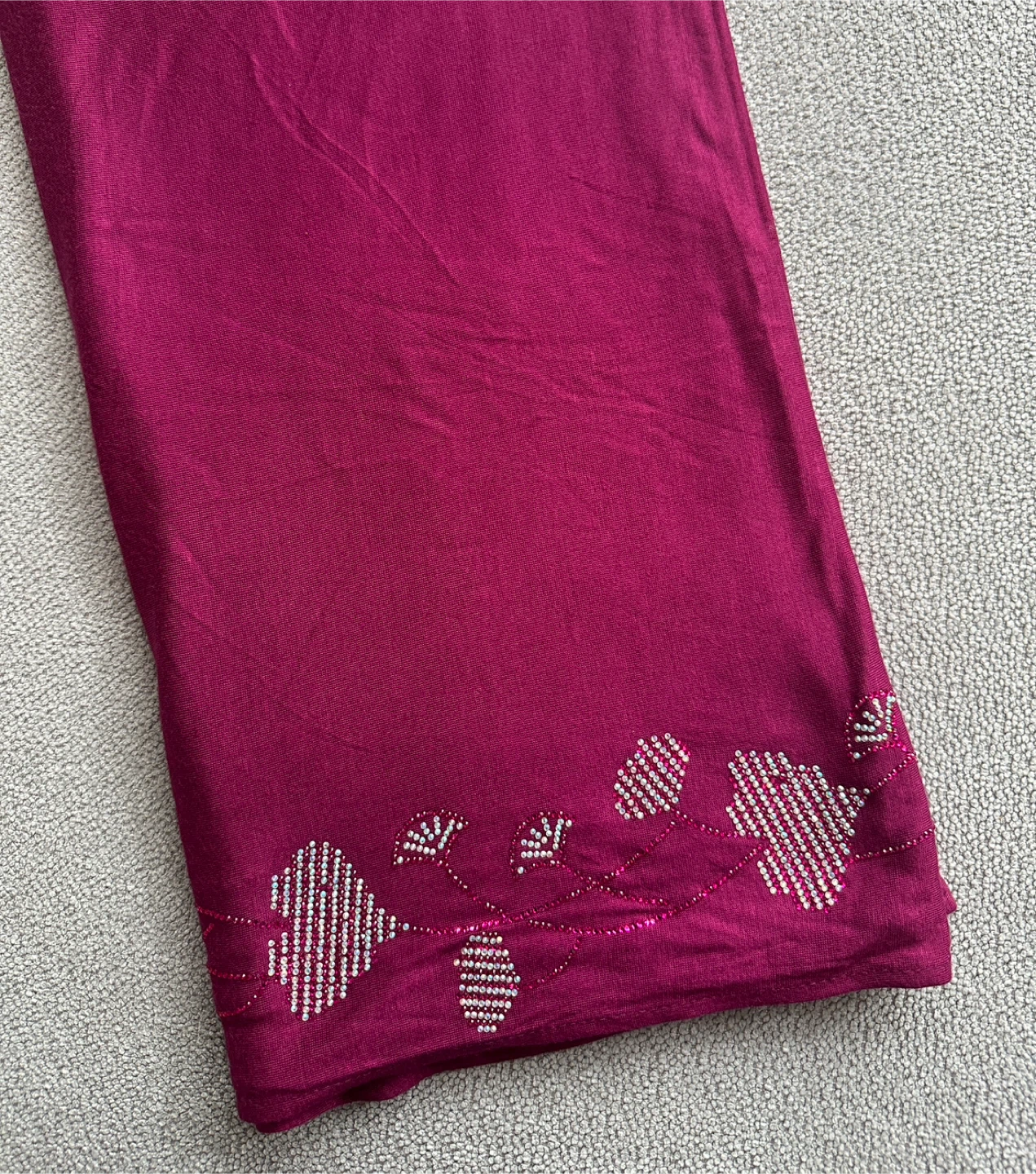 Rhinestone Embellished fabric - Magenta
