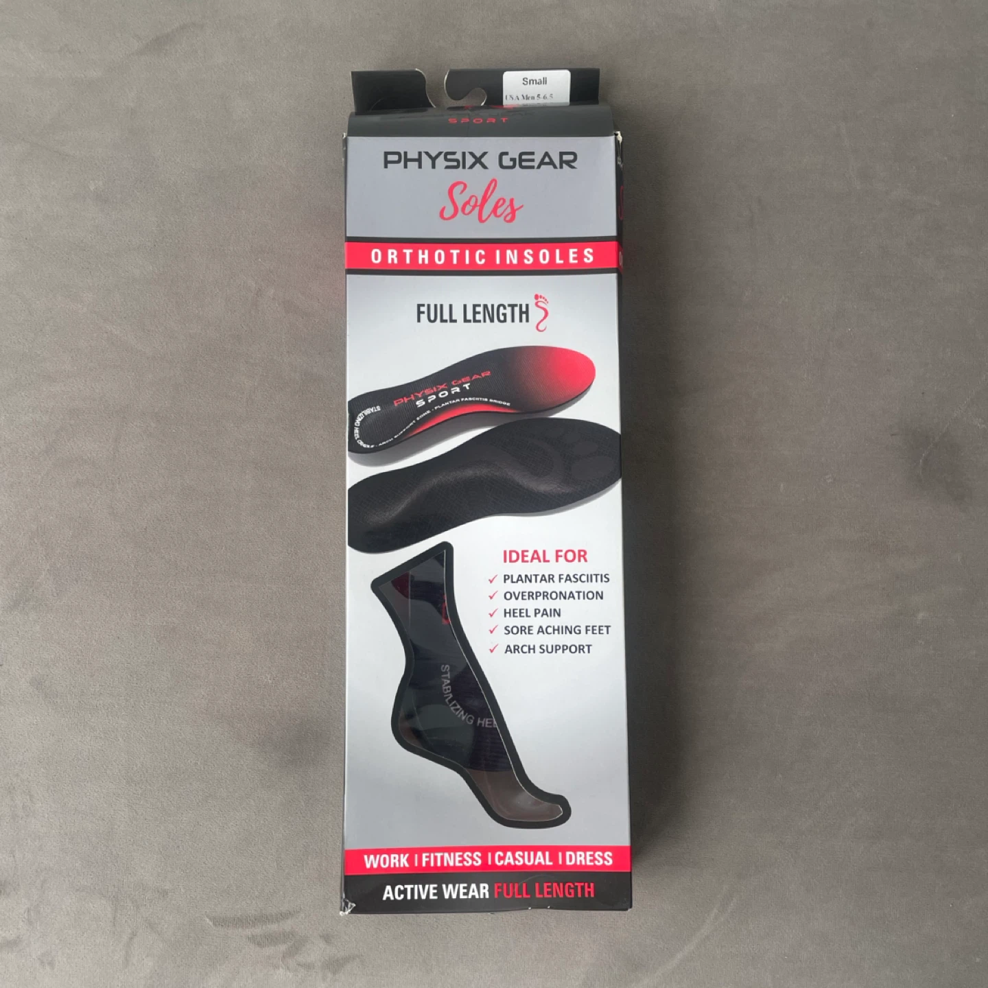 Physix Gear Soles Orthotic Shoe Insoles - Full Length - Small