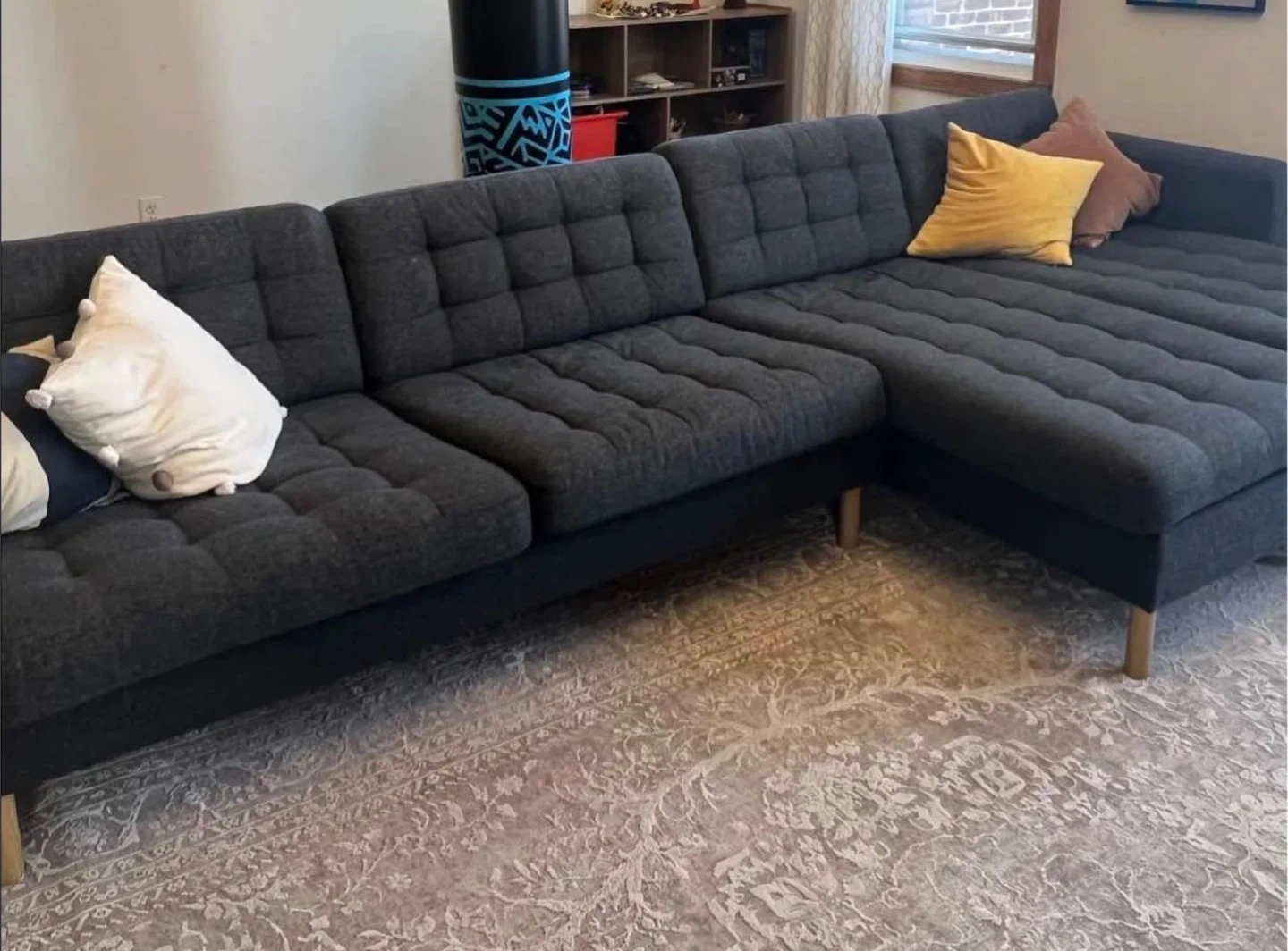 IKEA Dark Gray Tufted Sectional Sofa - photo 3