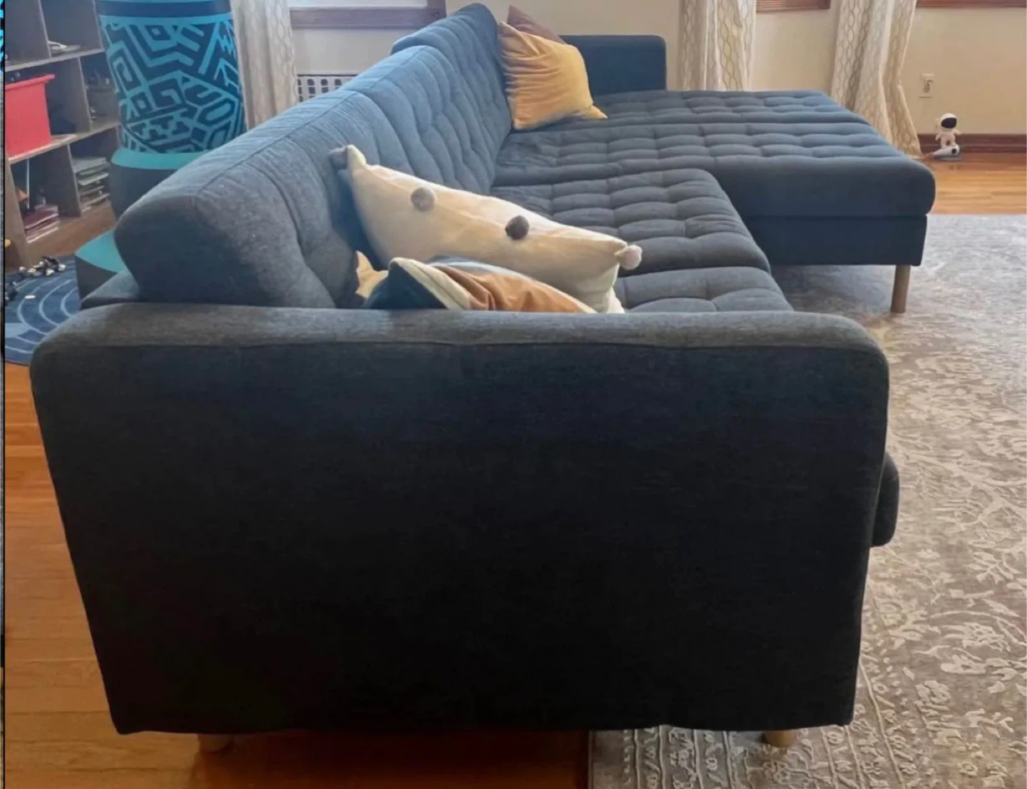 IKEA Dark Gray Tufted Sectional Sofa - photo 5