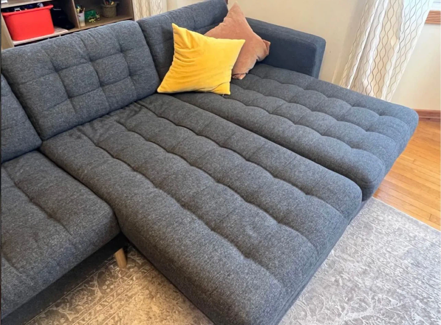 IKEA Dark Gray Tufted Sectional Sofa - photo 2