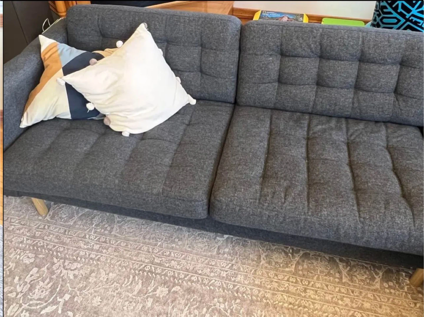 IKEA Dark Gray Tufted Sectional Sofa - photo 4