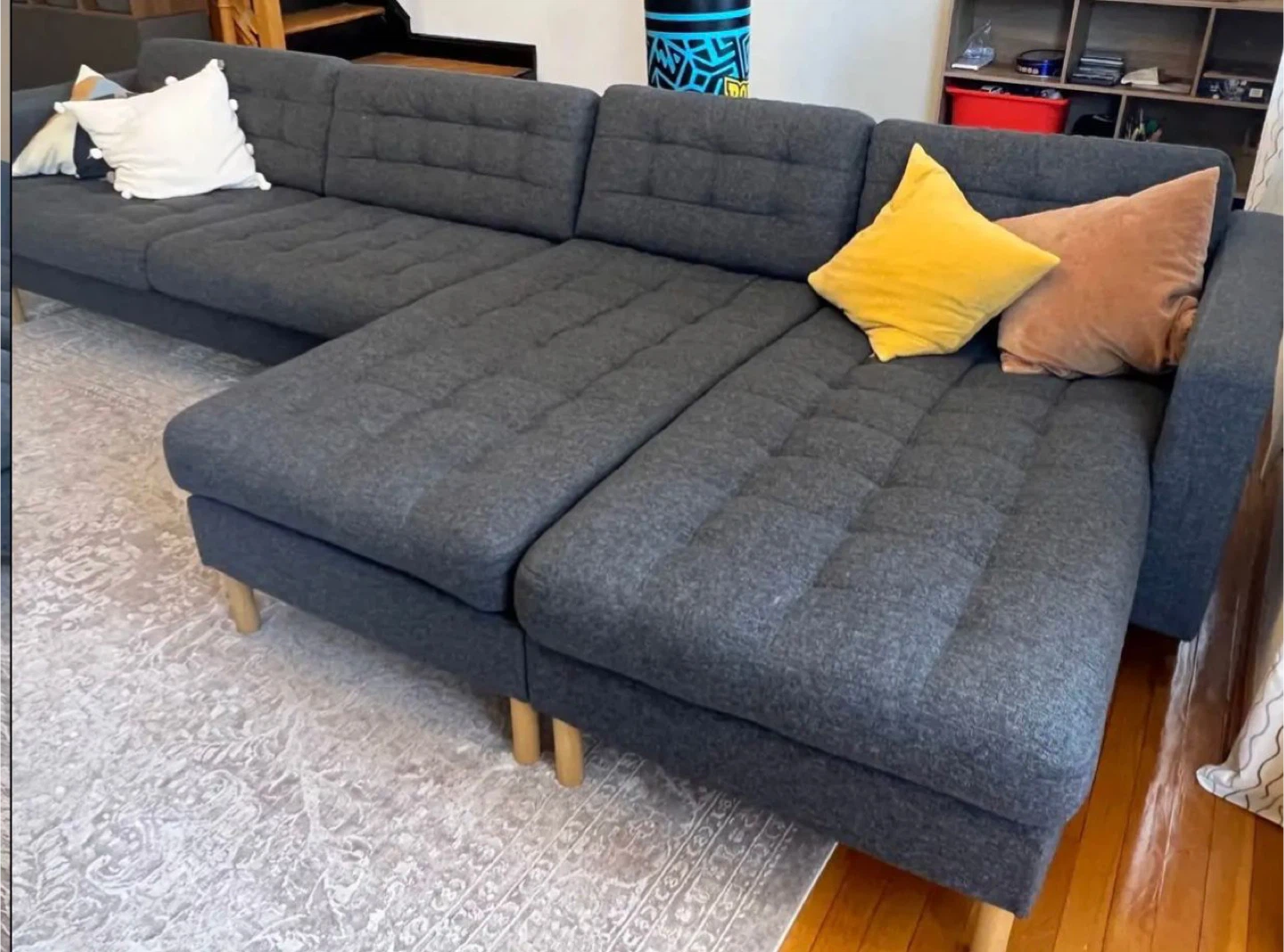 IKEA Dark Gray Tufted Sectional Sofa