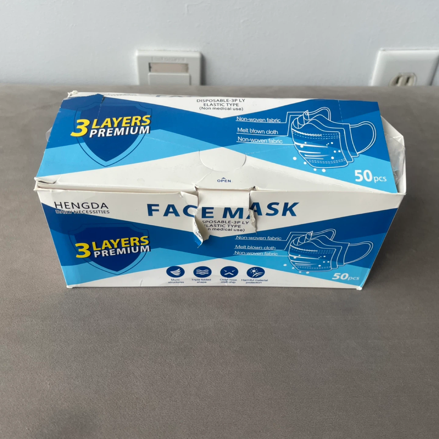 New. Box of HENGDA Premium Face Masks (50 pcs)