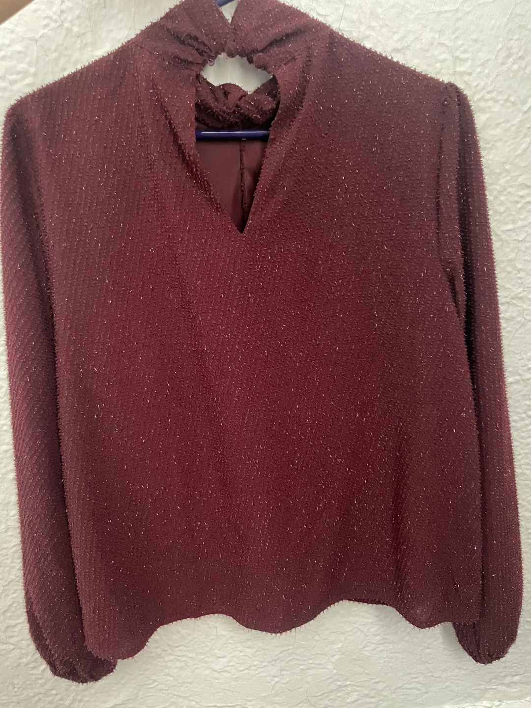 Nine West Women's Burgundy Sparkle Mock Neck Top - photo 3
