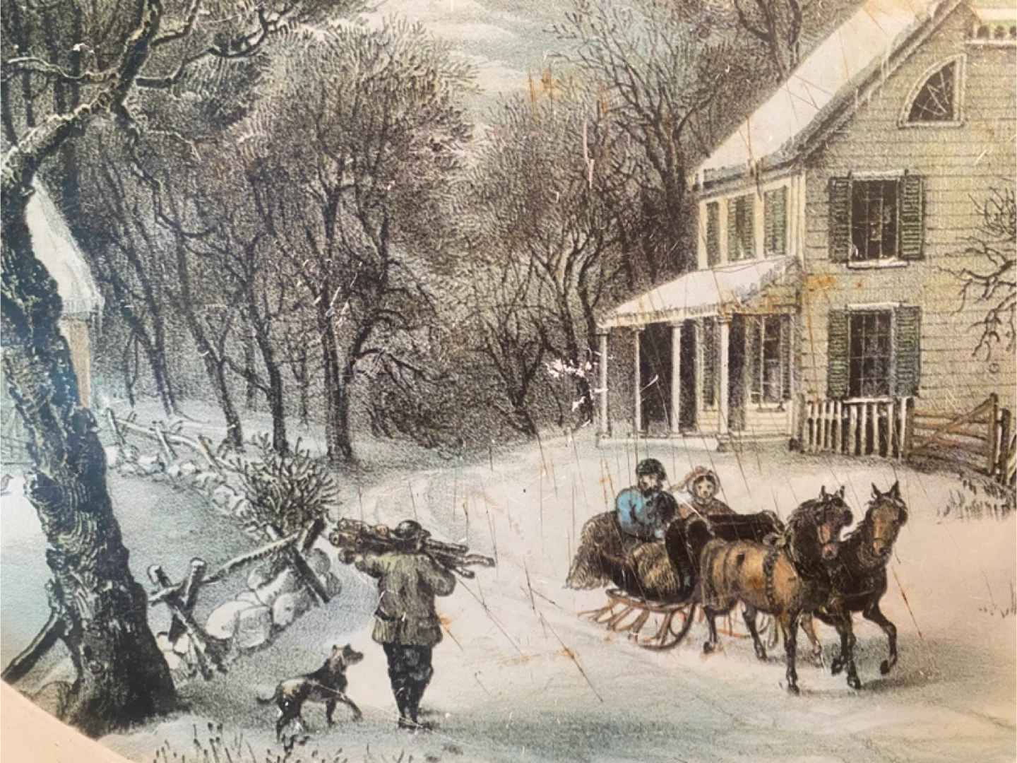 Vintage Oval Tray with Winter Scene Art - photo 4