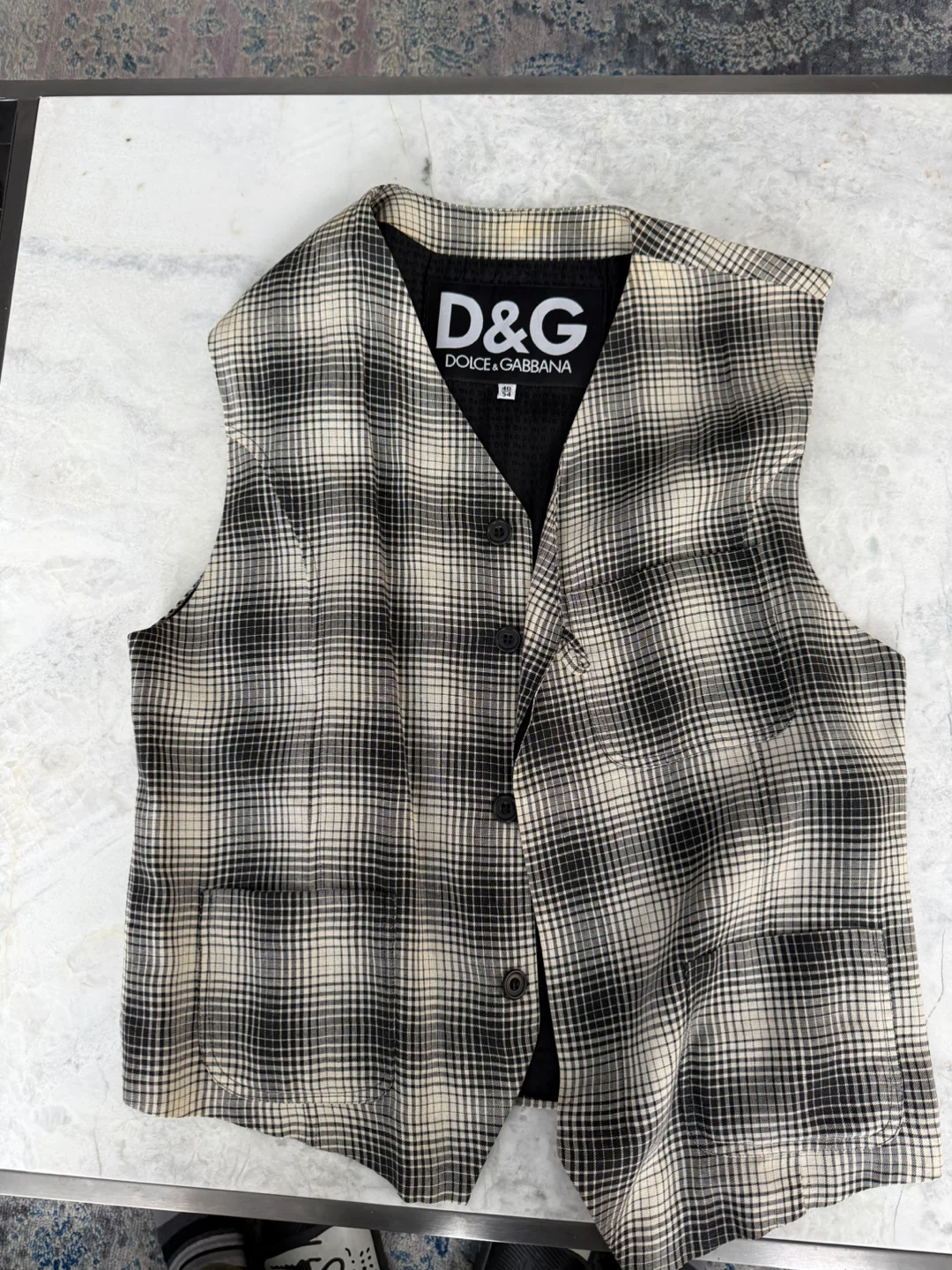 D&G Dolce & Gabbana Designer Plaid Vest – Made in Italy (Medium) - photo 2