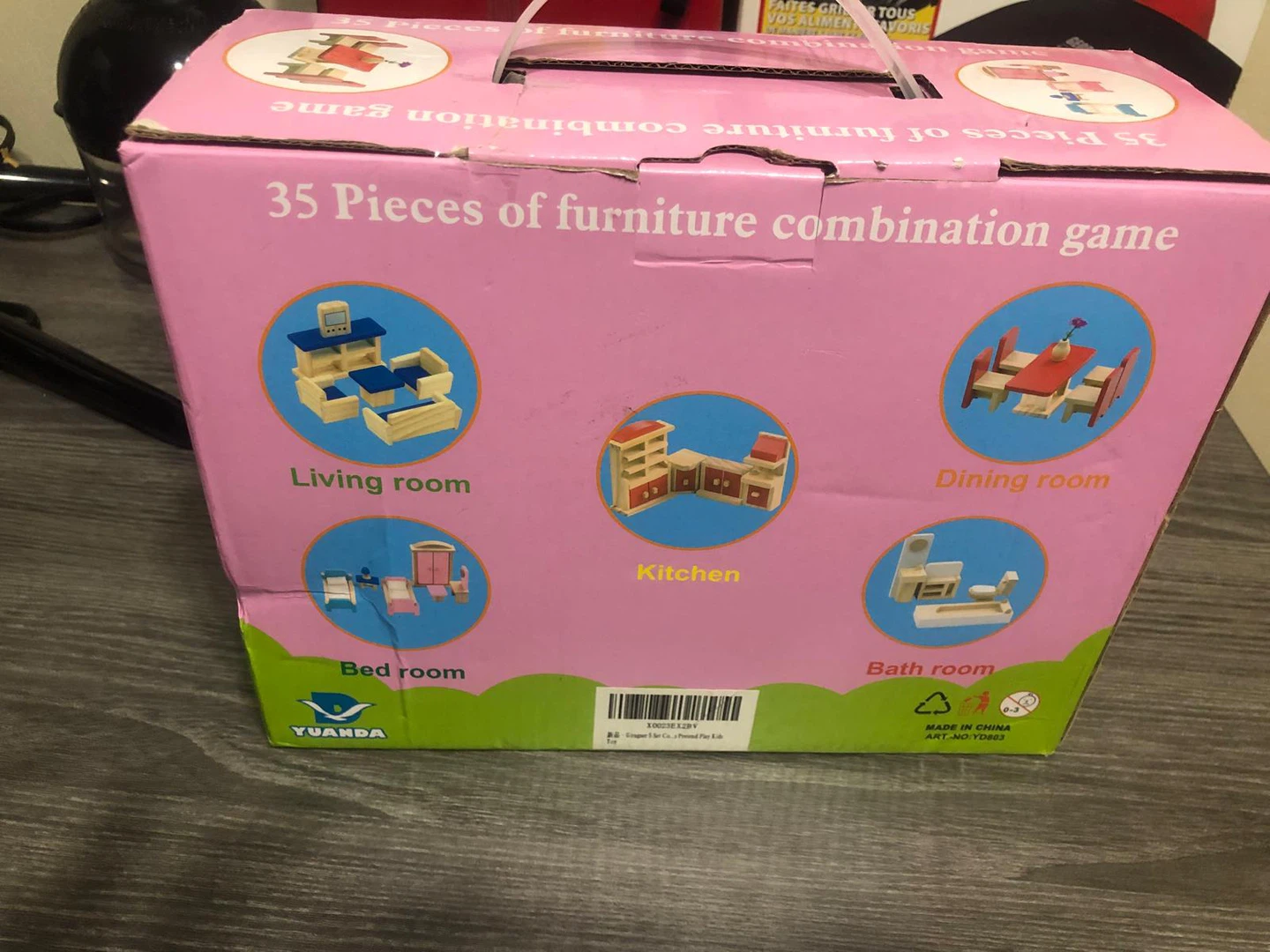 New-Wood Small Doll House 35 Pieces Furniture Combination Game