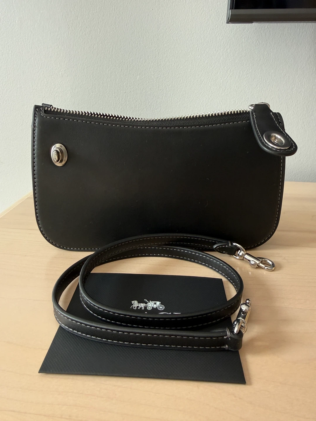 Coach Black Leather bag Store purchase NEW