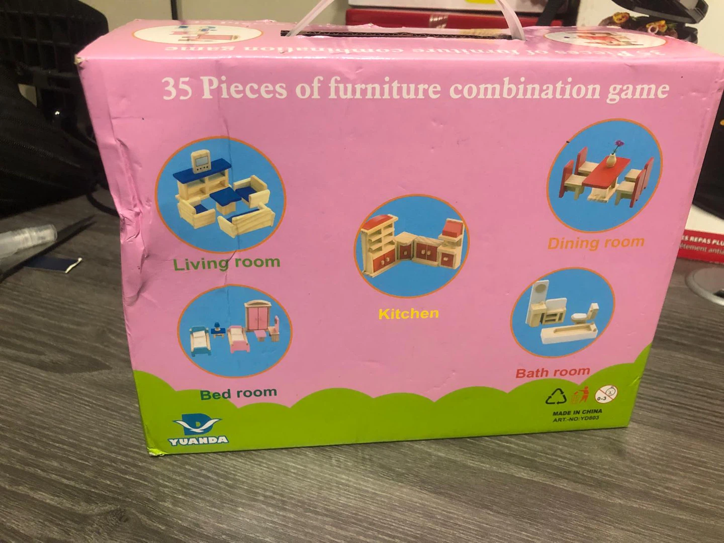 New-Wood Small Doll House 35 Pieces Furniture Combination Game - photo 4