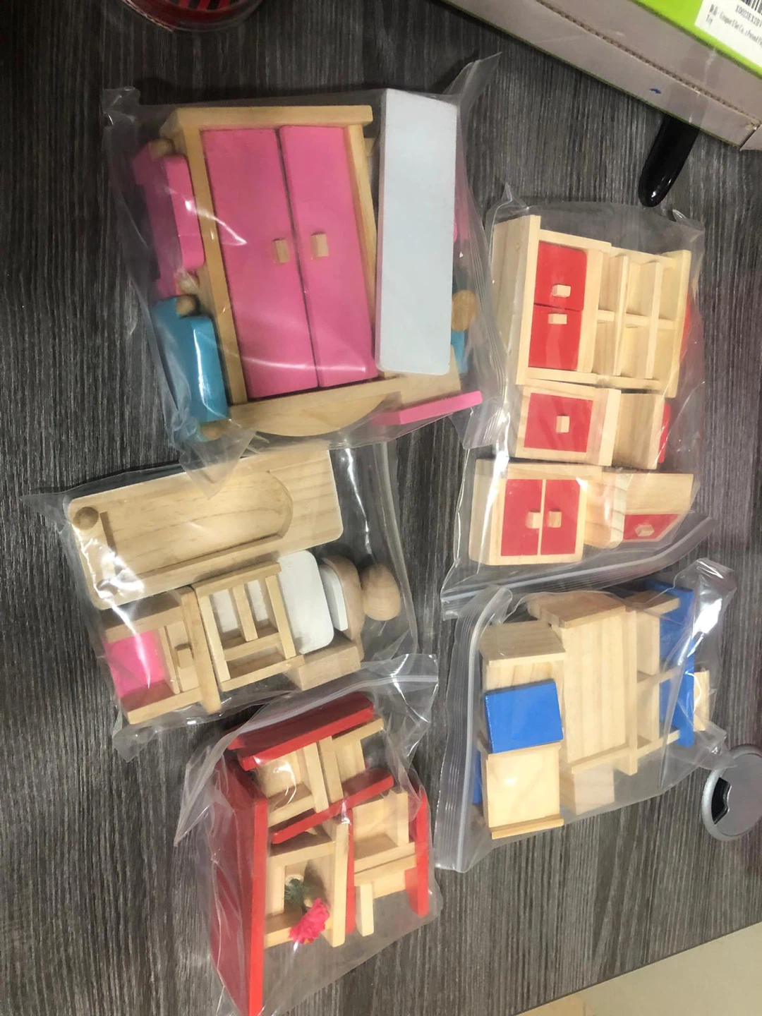 New-Wood Small Doll House 35 Pieces Furniture Combination Game - photo 2