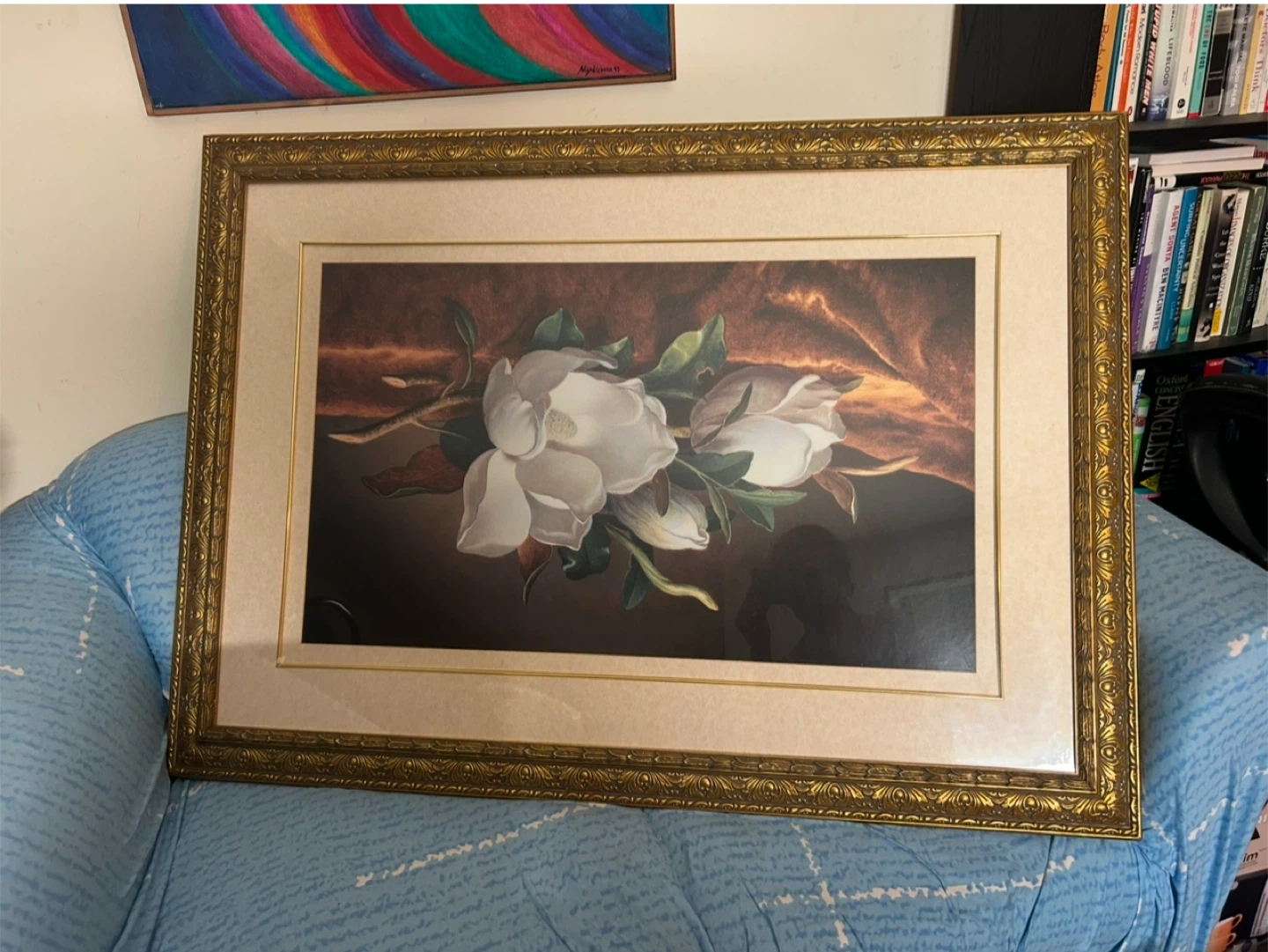 Framed Floral Art Print with Magnolia Flowers