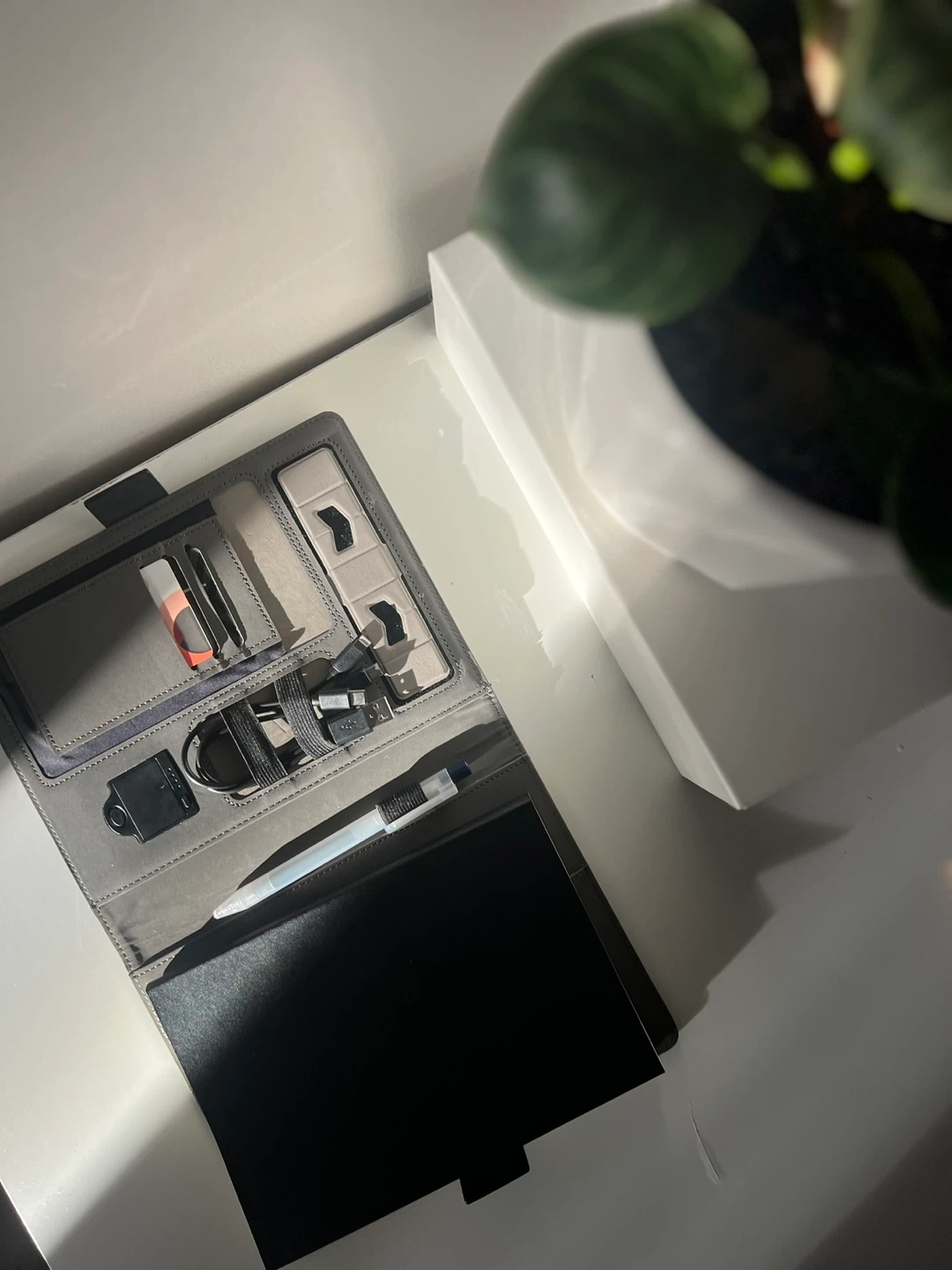 Black Tech Organizer Folio with Wireless Charging