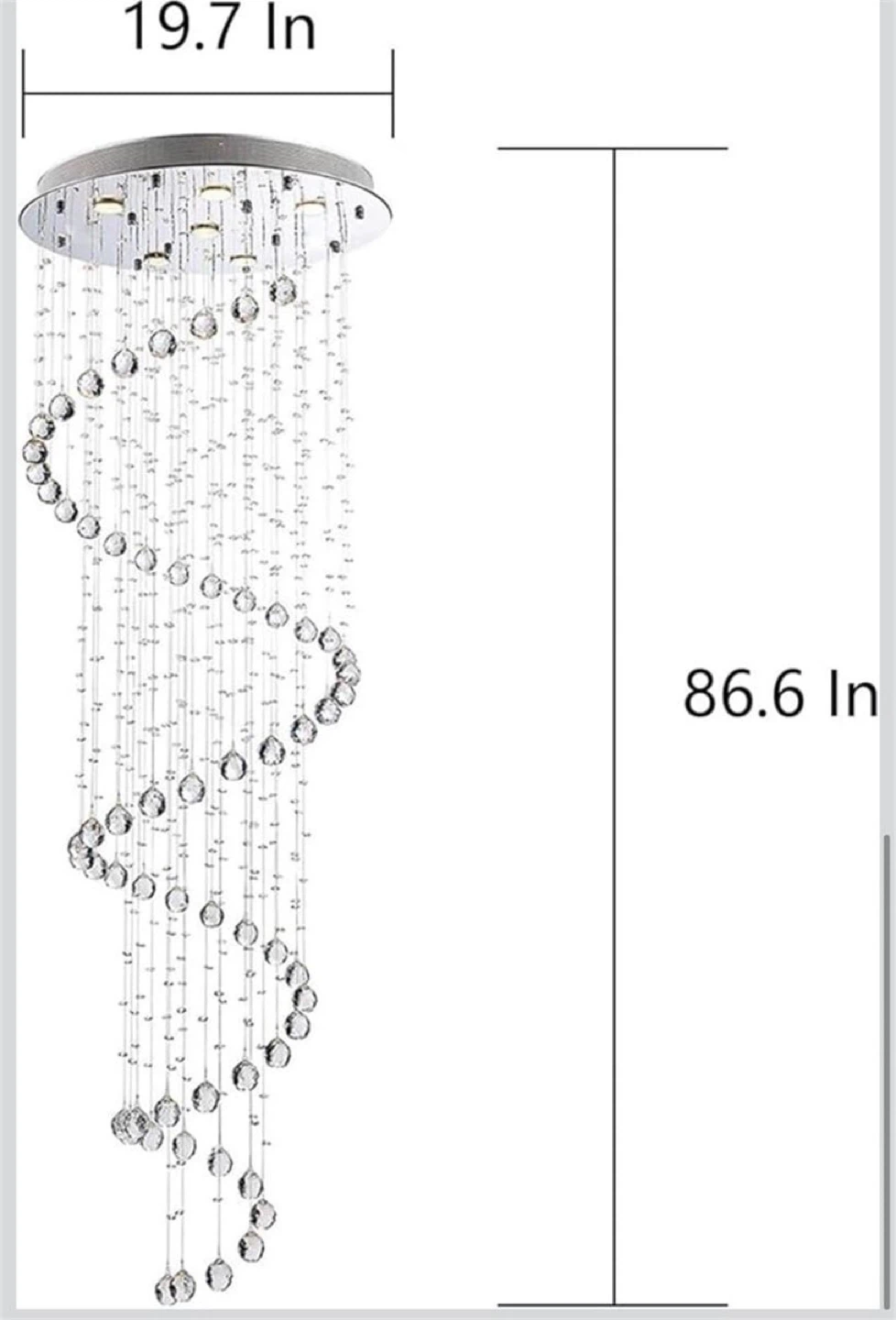 Crystal Spiral Chandelier 86.6" H - photo 2