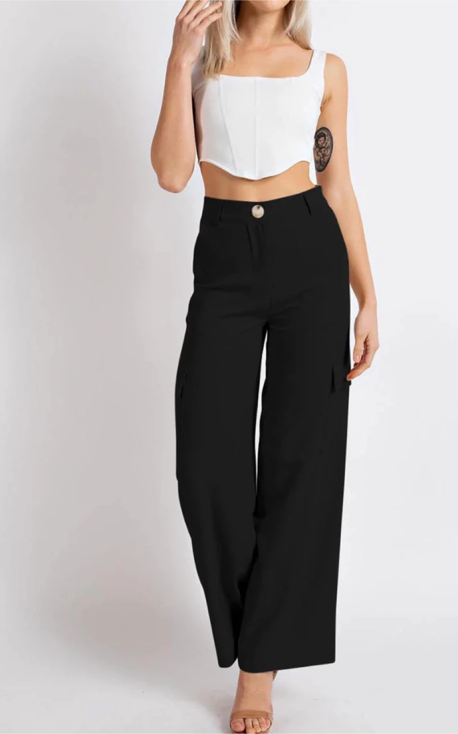 by nine Black Wide Leg Pants Size M - photo 3