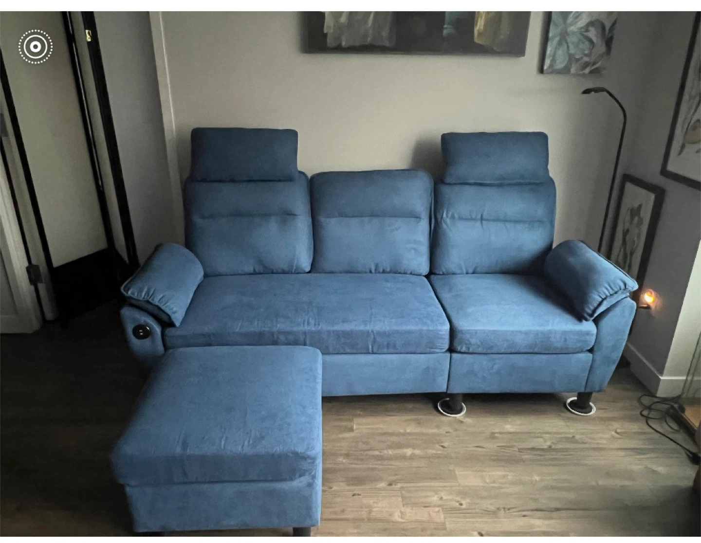 Blue 3-Seater Sofa with two ottomans! - photo 4