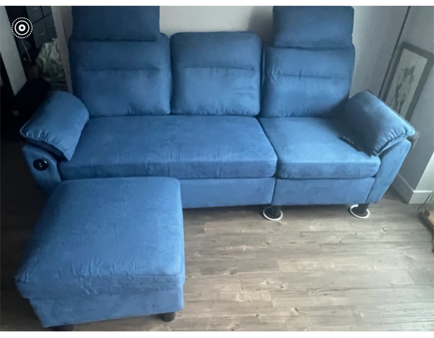 Blue 3-Seater Sofa with two ottomans! - photo 3