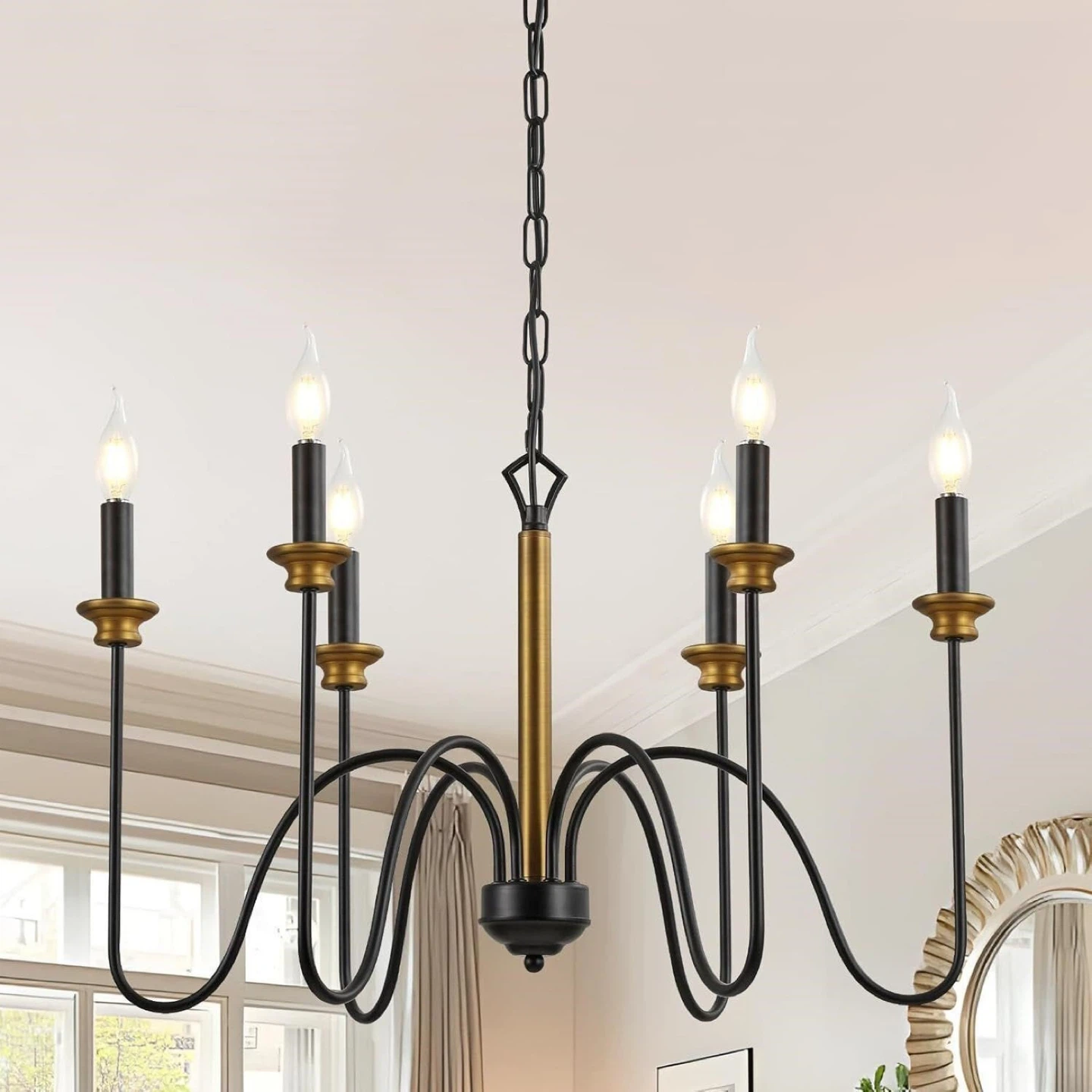 Black and Gold 6-Light Chandelier