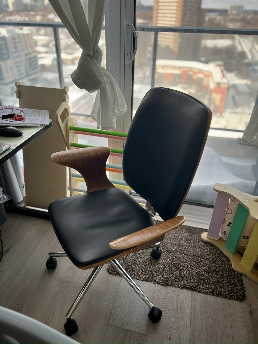 Mid-Century Office Chair - Black w/ wheels