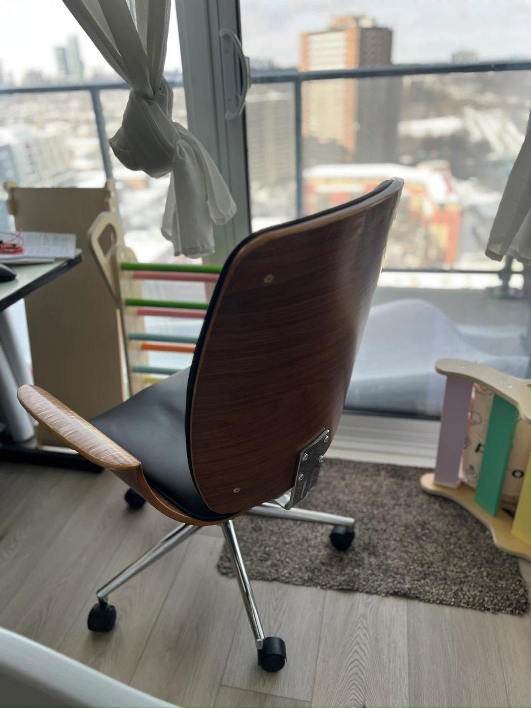 Mid-Century Office Chair - Black w/ wheels - photo 2