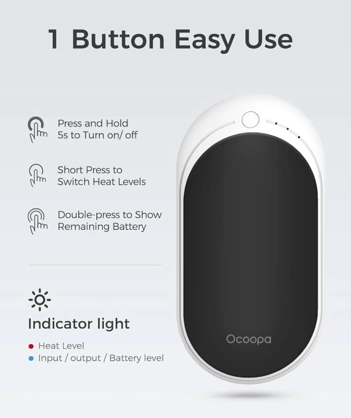 Ocoopa 5200mAh Rechargeable Hand Warmer - photo 2