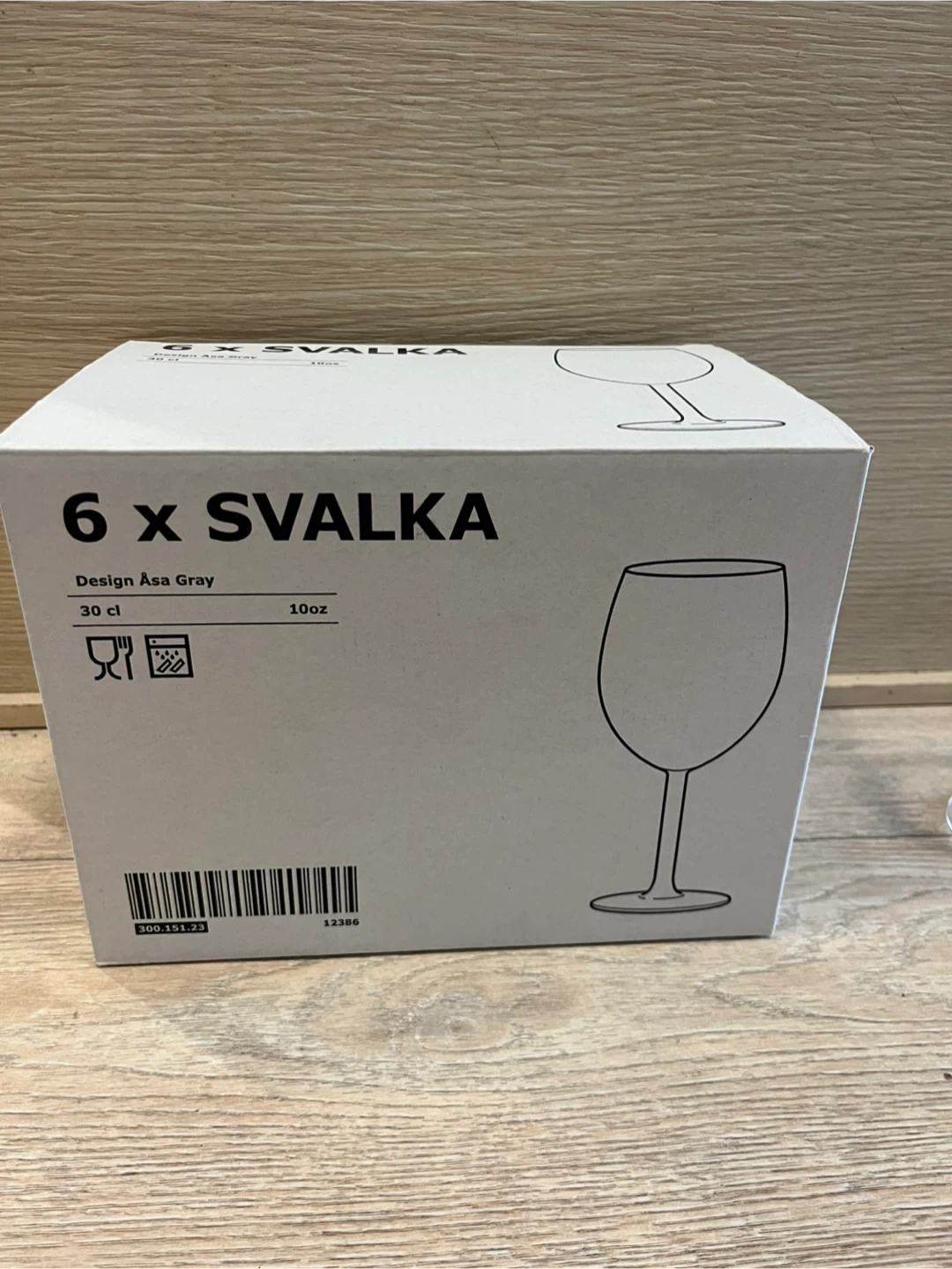 6 x IKEA SVALKA Design Åsa Gray Wine Glasses