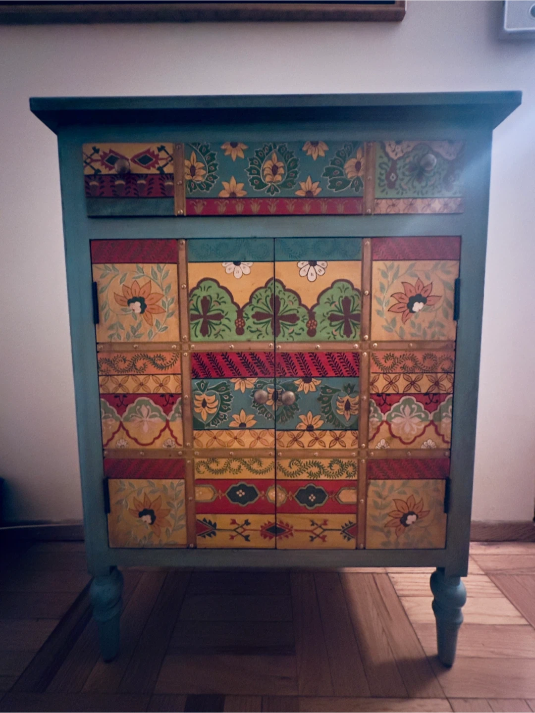 Bohemian Style Accent Cabinet with Drawers and Doors