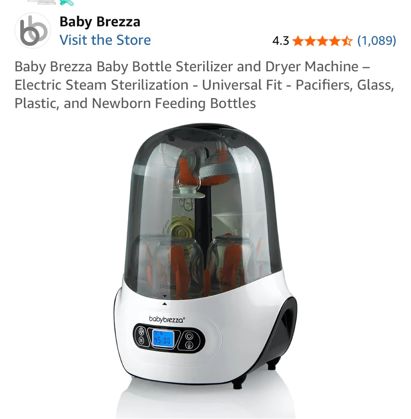 Baby Brezza Baby Bottle Sterilizer and Dryer Machine
