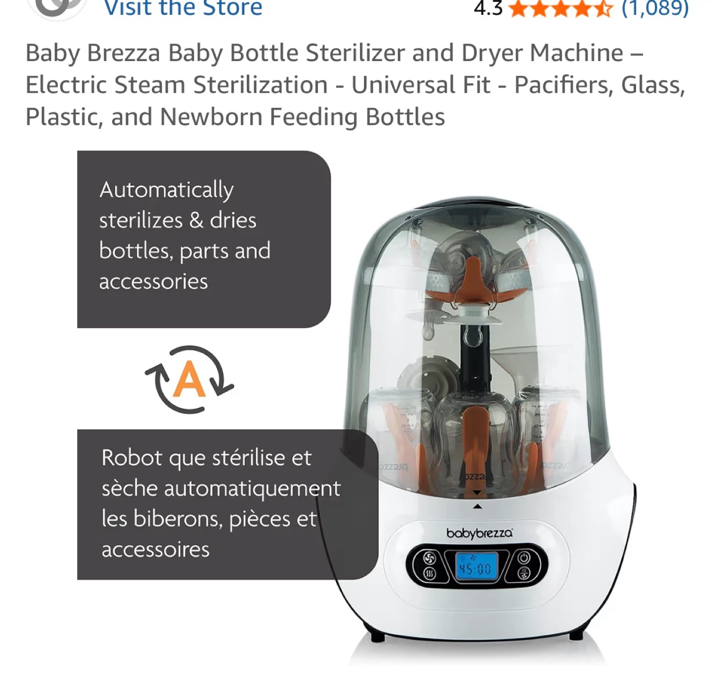 Baby Brezza Baby Bottle Sterilizer and Dryer Machine - photo 2