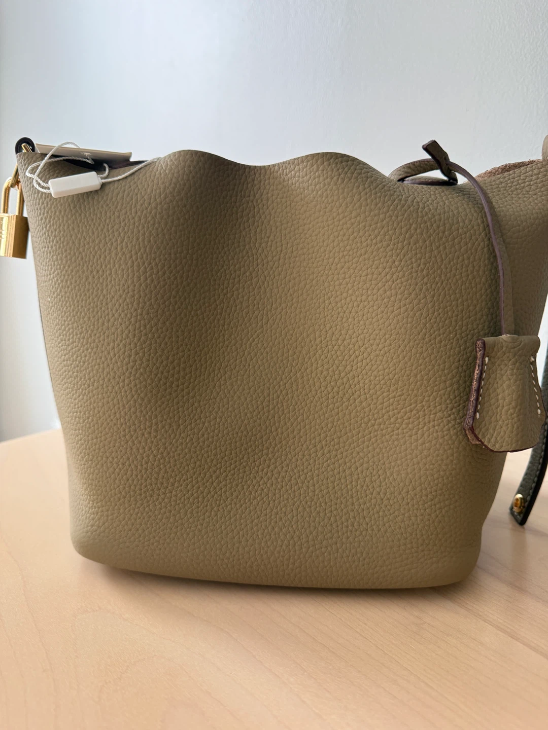 KATHERINE KARAMBEGAS Textured Leather Bucket Bag