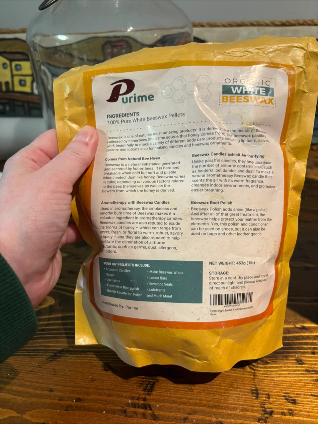 Purime Organic White Beeswax Pellets - 453g - photo 2
