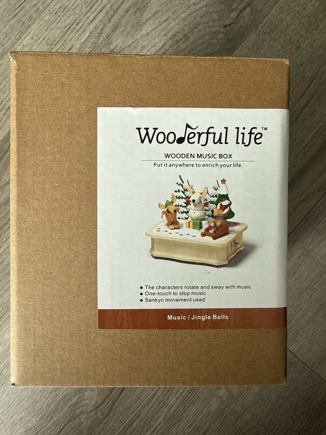Wooderful Life Wooden Music Box - Jingle Bells NEW