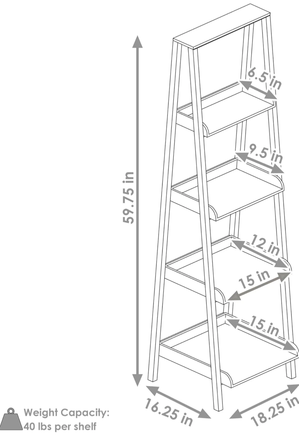 4-Tier Ladder Bookshelf - Acacia Wood and Powder-Coated Steel - photo 3