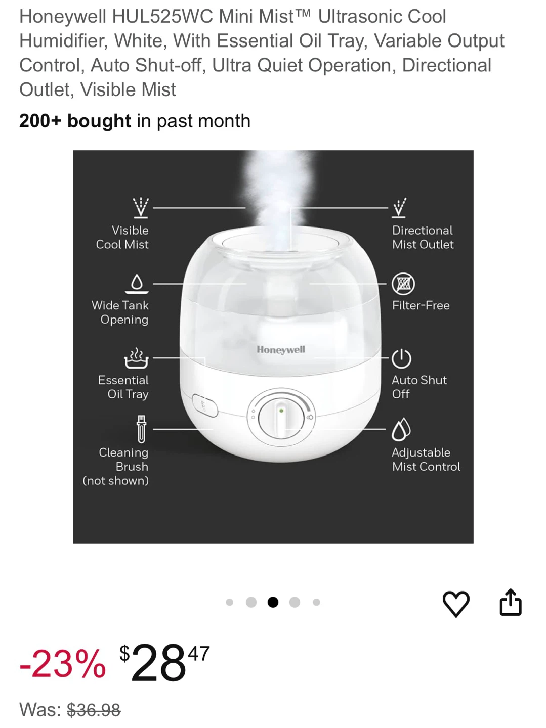 Honeywell HUL525WC Mini Mist Cool Humidifier - photo 3