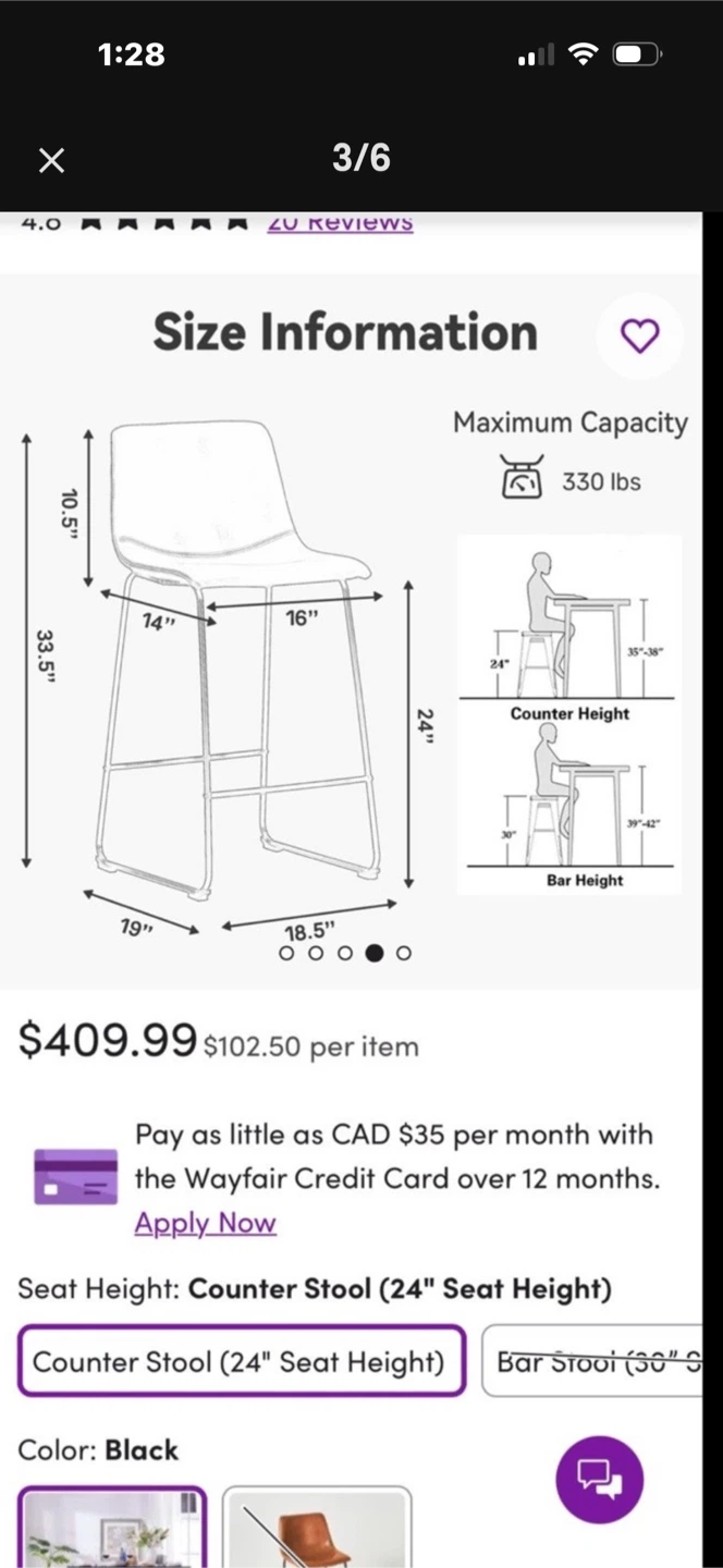 Set of 2 NEW Counter Stools - photo 3