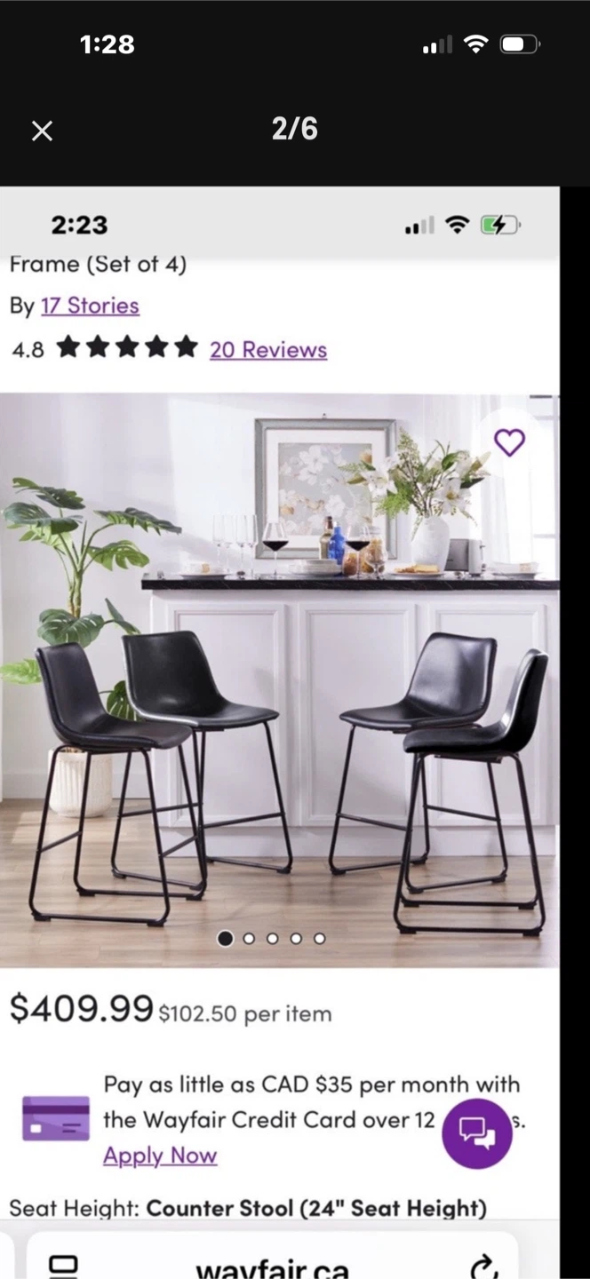 Set of 2 NEW Counter Stools - photo 2