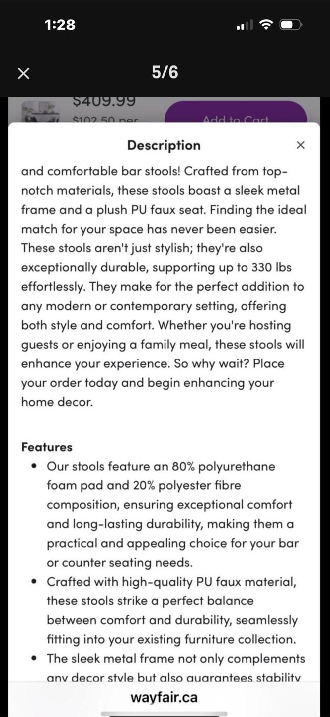 Set of 2 NEW Counter Stools - photo 5